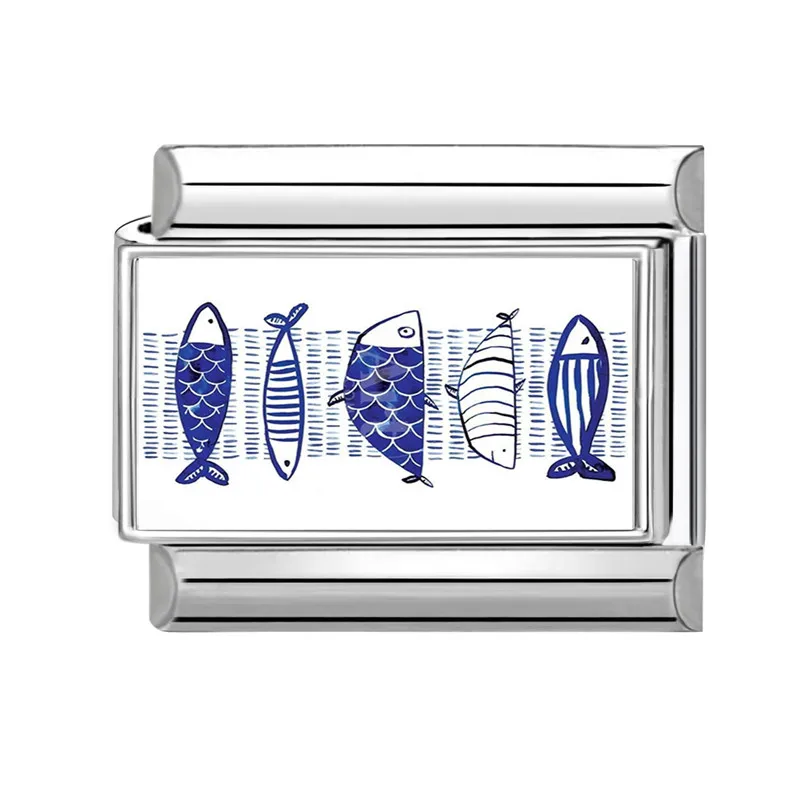 Fashion Women's Men Ocaen Starfish Conch Coral Boat Italian Charms Fit 9mm Stainless Steel Bracelet DIY Jewelry Gifts