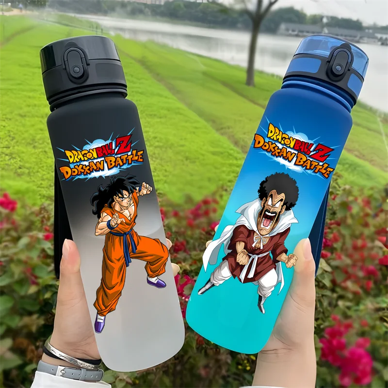 Taza de agua con figura de Dragon Ball de 650ML, portátil, para deportes al aire libre para niños, botella de agua antigoteo de plástico de gran capacidad, regalos