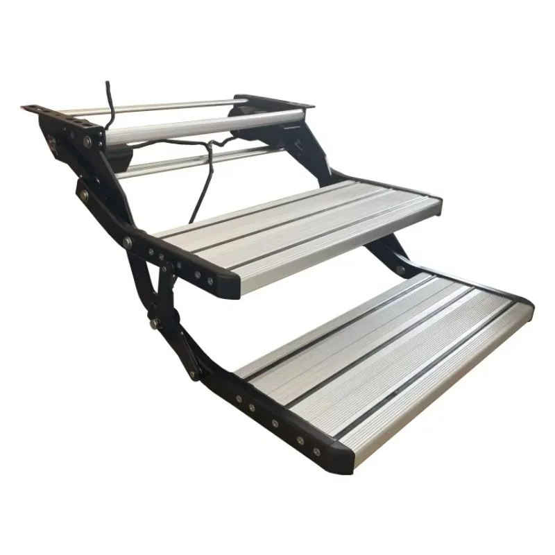 450X210 Electric Double Steps for Caravan RV Aluminum Alloy Auto-Folding Non-Slip Surface Footrest for Caravan Campers