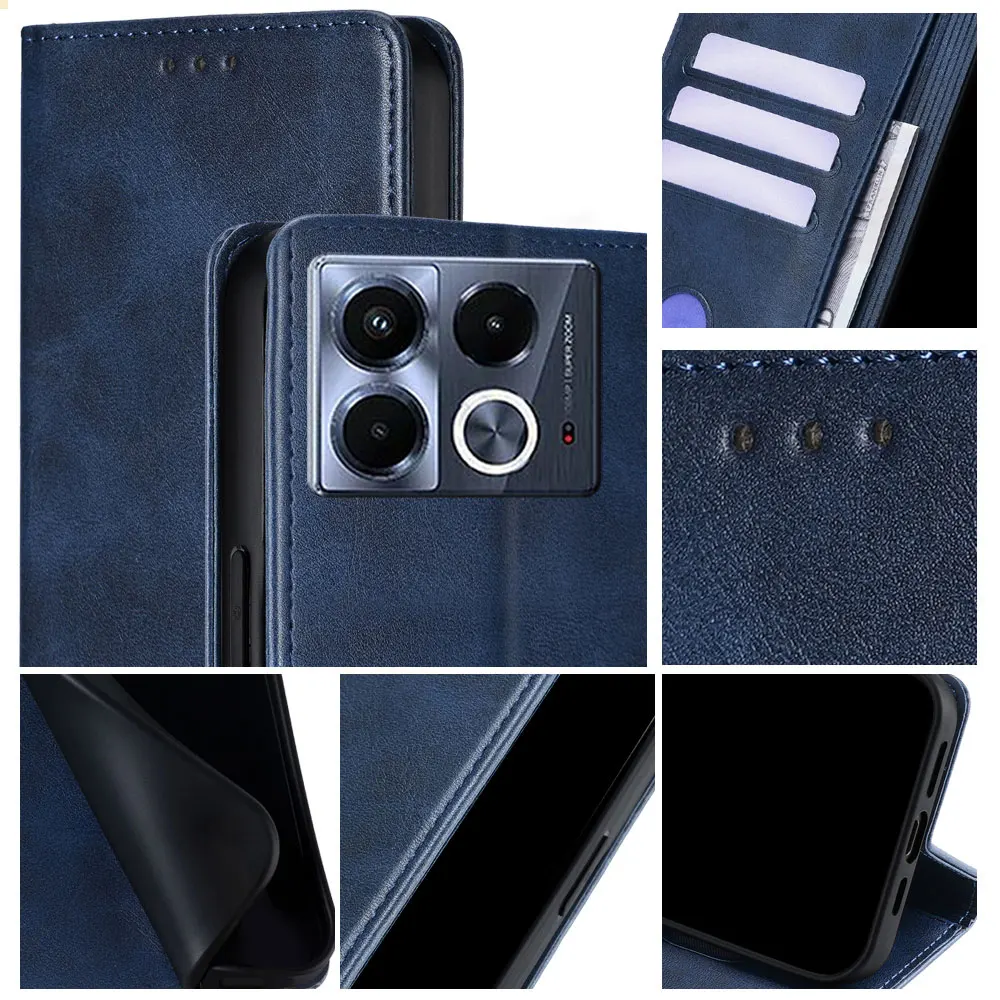 Wallet Magnetic Flip Card Stand Leather Case for Infinix Note 40 Pro Smart 8 Pro 8 Plus Protective Cover Coque Book Case Funda