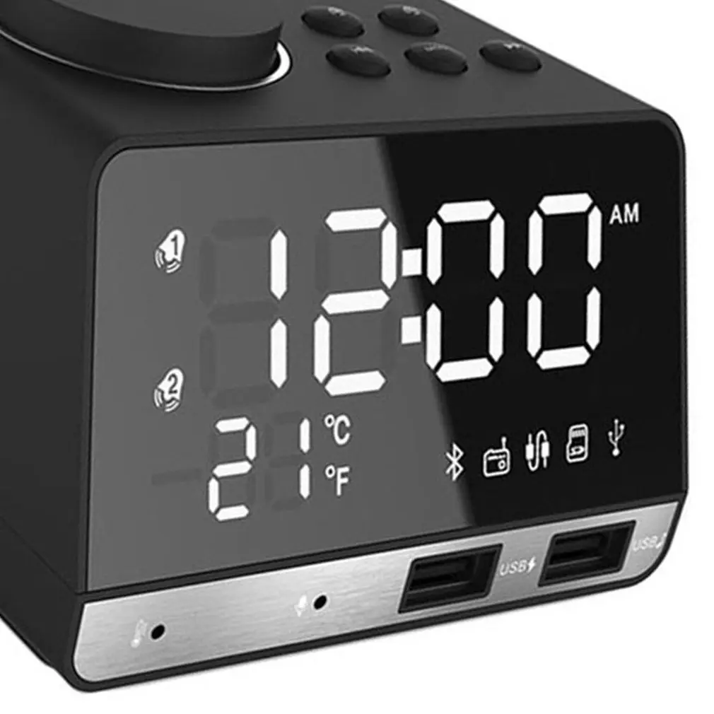 Radio Alarm Clock Speaker K11 Bluetooth  With 2 USB Ports LED Digital Alarm Clock Home Decoration Snooze Table Clock