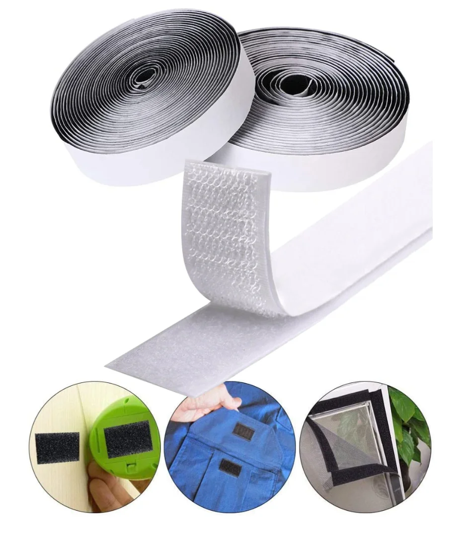 VEIDADZ Magic Sticker Tape 10pcs 6*2.7cm Self Adhesive Double Sided  Adhesive With Sticker Pad Hook and Loop Fastener White