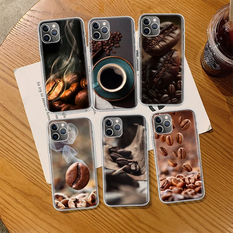 Newly Baked Coffee Beans Phone Case For Iphone 14 13 15 16 Pro Max Plus Apple 11 12 Mini X XS Max XR Clear Cover Shell Coque Sil