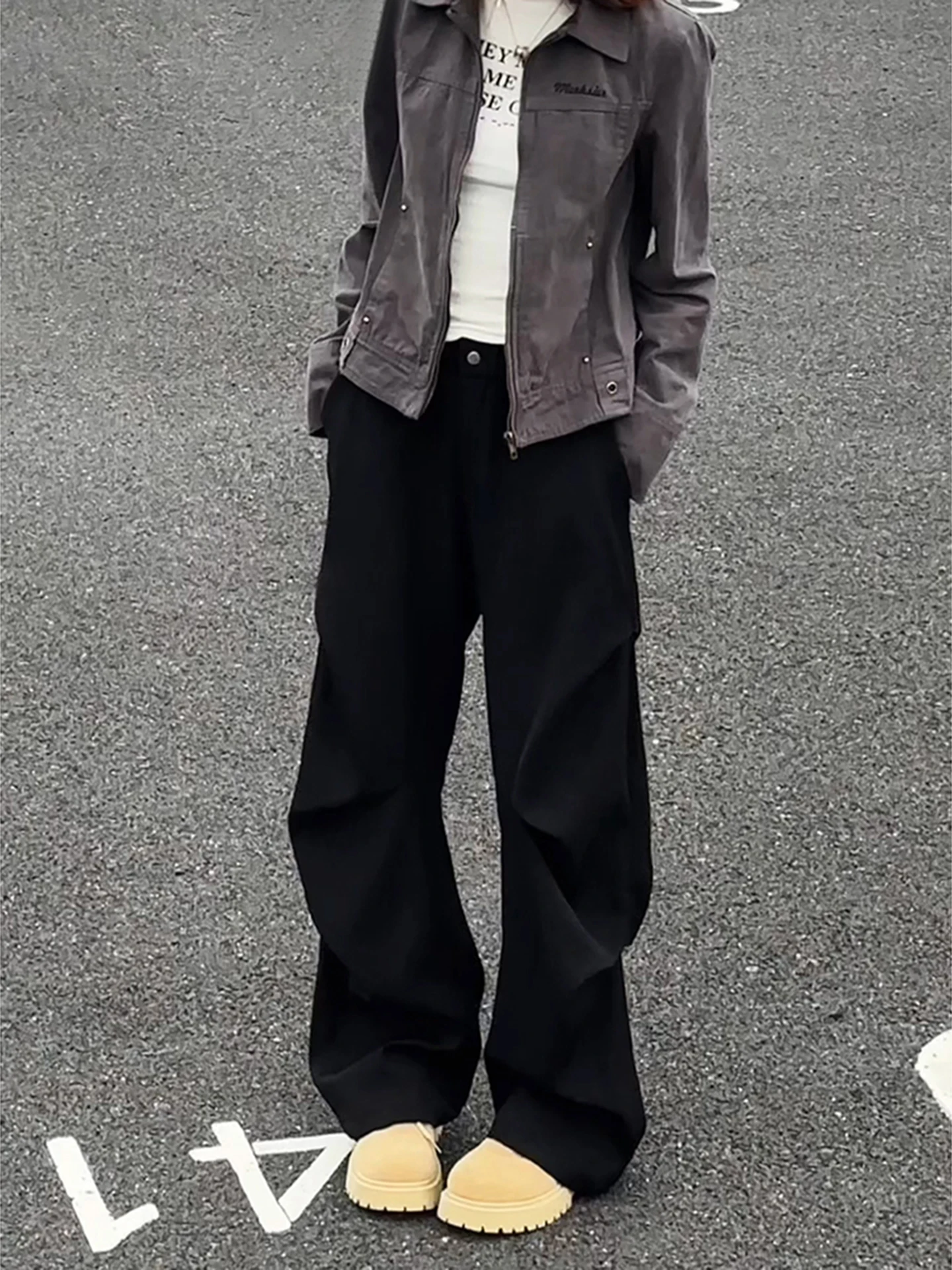 

Bla плиссированные мужские брюки-колокольчики осень-зима американские повседневные широкие брюки с высокой талией прямого кроя модные