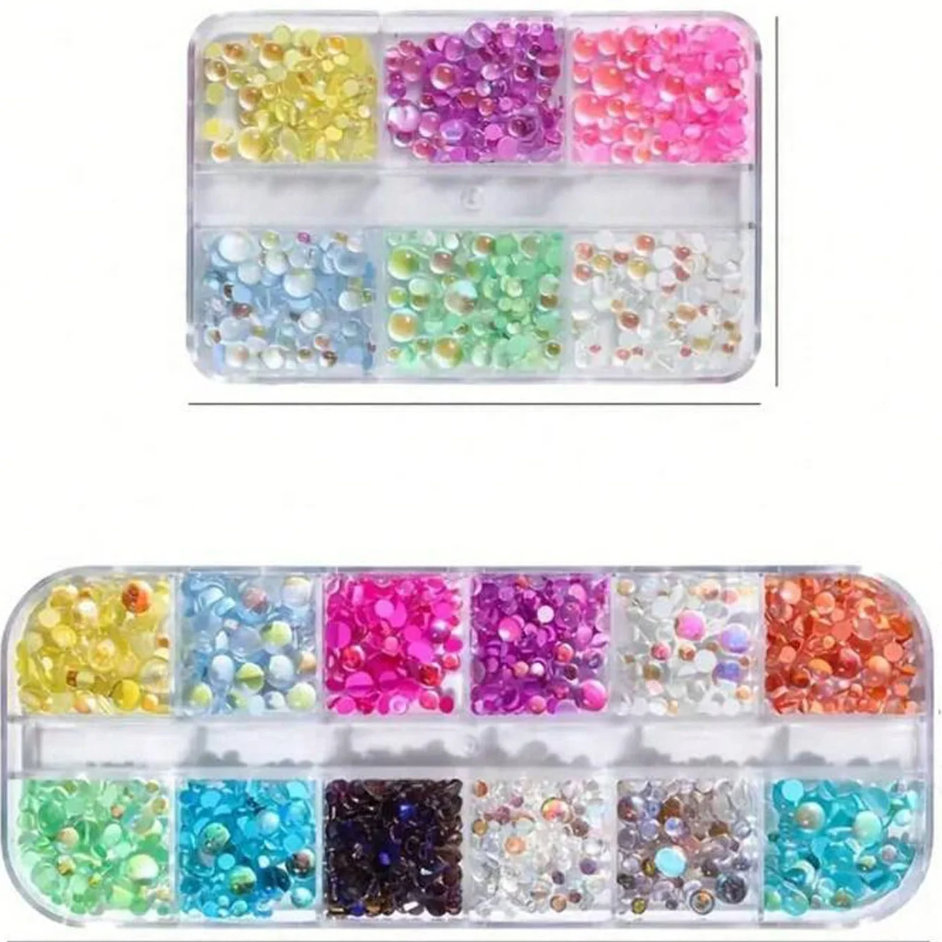 1Box Candy Color Mixed Size Mermaid Round Beads Nail Charms Glass Crystal Bead Hemispherical 3D Nail Rhinestones Kawaii Ornament view 6
