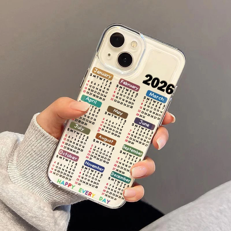 2026 Calendar Sunlight Painting Transparent Phone Case for IPhone 13 11 12 14 15 16 17 Pro Max Air 7 8 Plus X XS XR 16e SE Cover - view 4