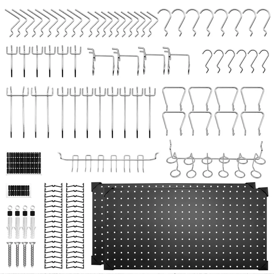 

100PCS Black Metal Pegboard Wall Organizer Kit Paper Towel Holder closet organizers and storage Easy storage and organization f