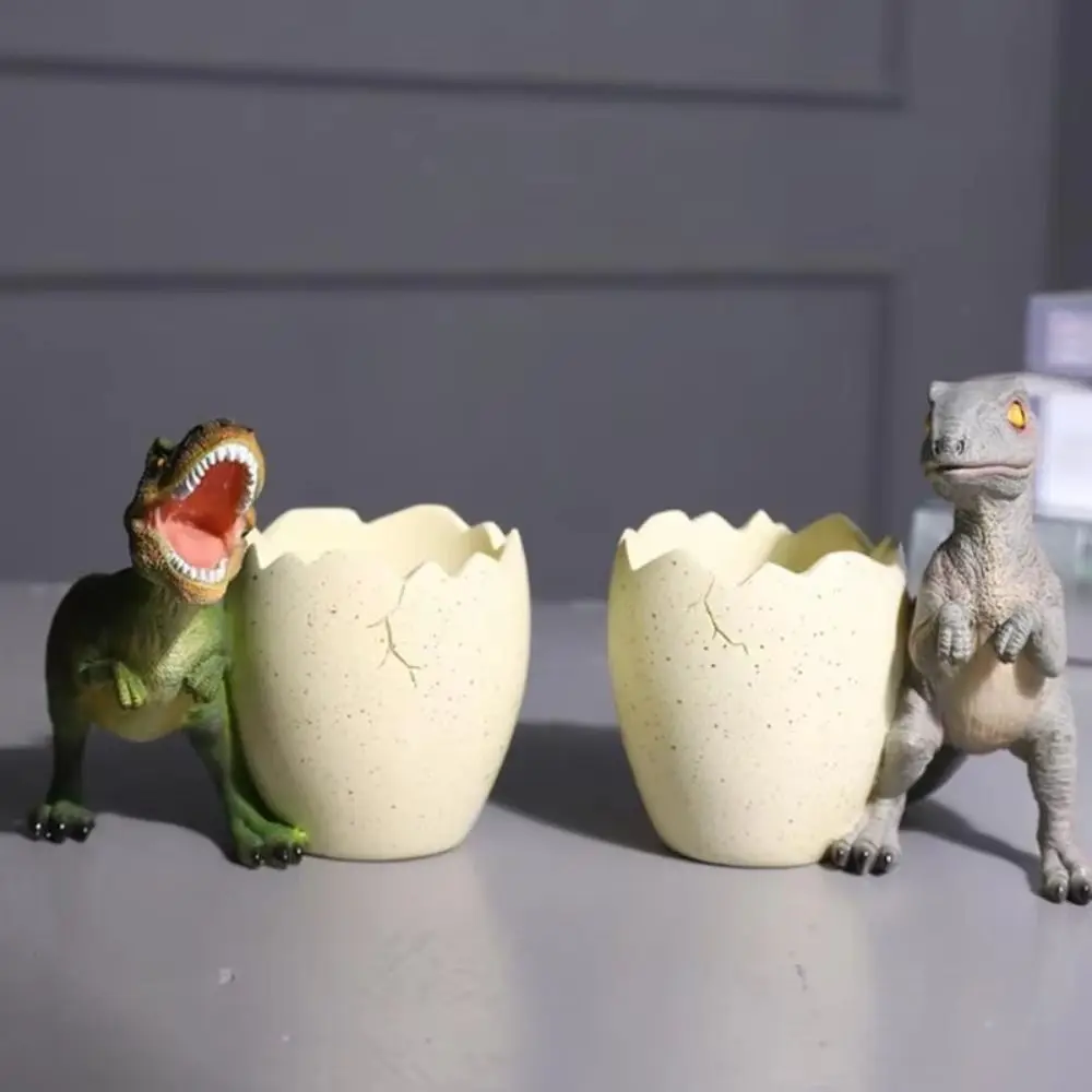 Egg Shape Dinosaur Egg Pencil Holder Stationery Large Capacity Tyrannosaurus Pen Holder Resin Cartoon Dinosaur Desk Organizers
