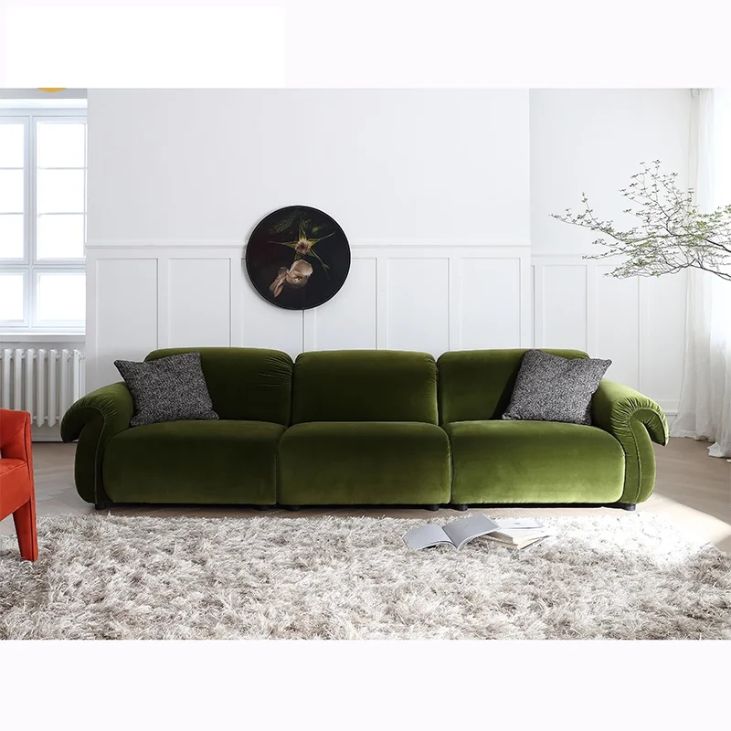 Nordic fabric sofa small apartment combination simple Italian modern living room net red three-person sofa