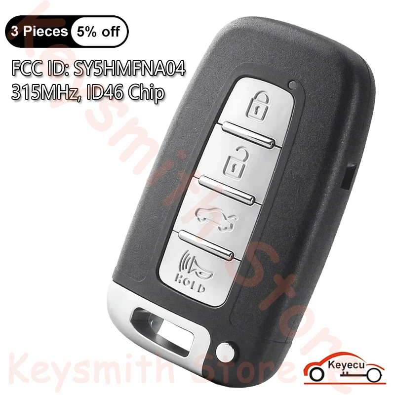 KEYECU 4 Buttons 315MHz ID46 Chip for Hyundai Elantra Genesis Veloster Equus Tucson Sonata Auto Smart Remote Key Fob SY5HMFNA04