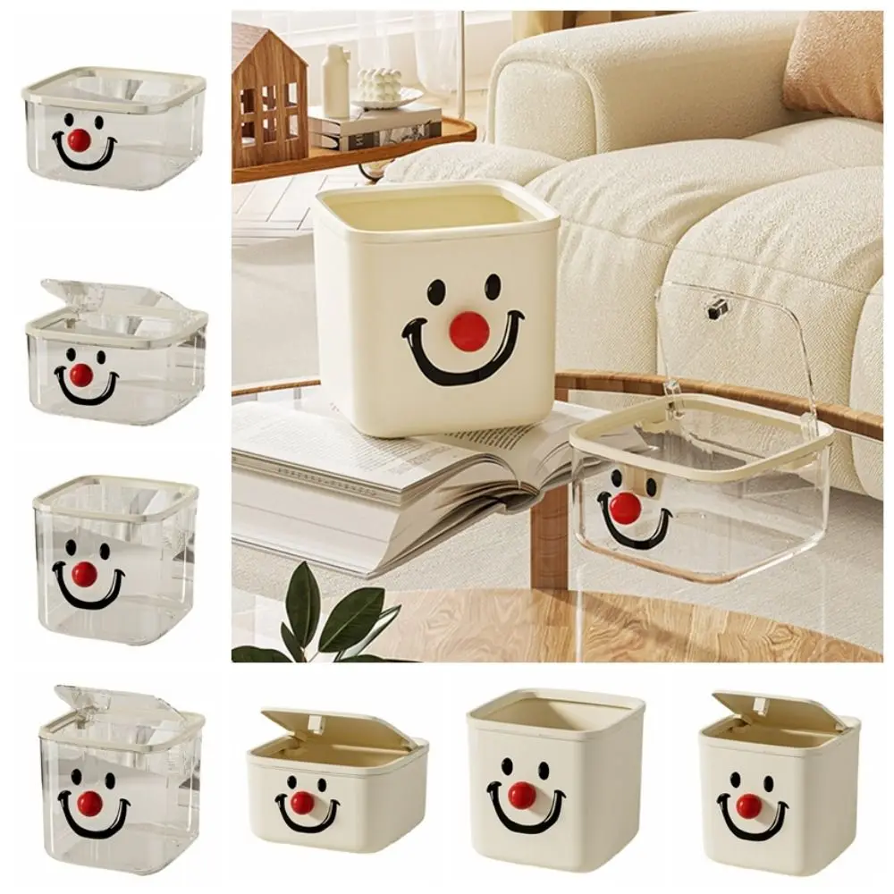 Creative Desktop Garbage Bin Large Capacity Clown Face Bathroom Organizer Household Dustproof Makeup Storage Box Office