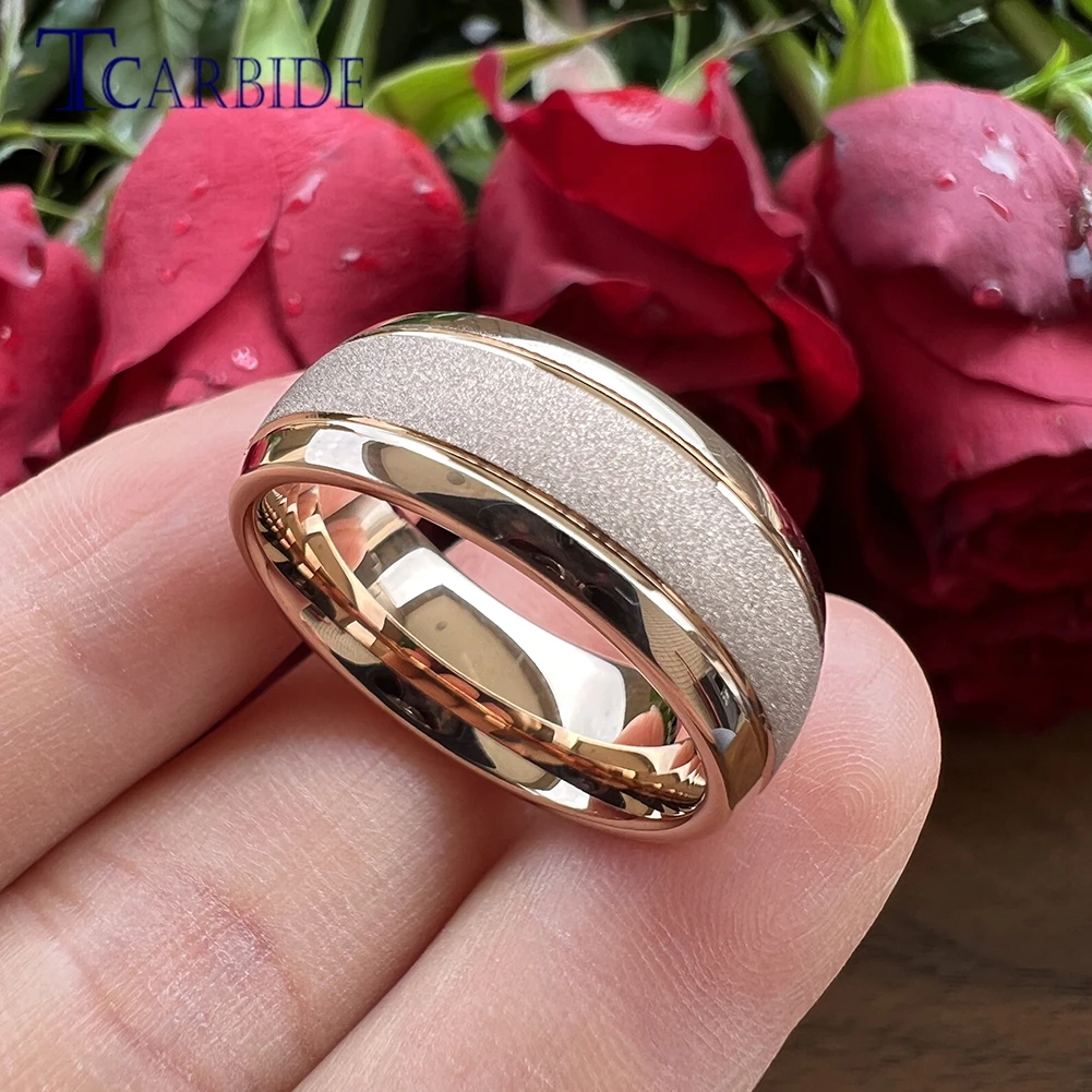 Very Popular 6mm 8mm Brazil Ring Men Women Fashion Tungsten Wedding Band Sandblast Grooved Polished Finish Comfort Fit