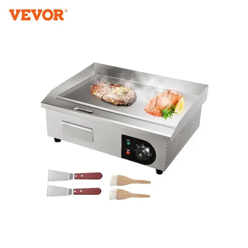 VEVOR Commercial Electric Griddle,Countertop Flat Top Grill, Stainless Steel Teppanyaki Grill with Non Stick Iron Cooking Plate