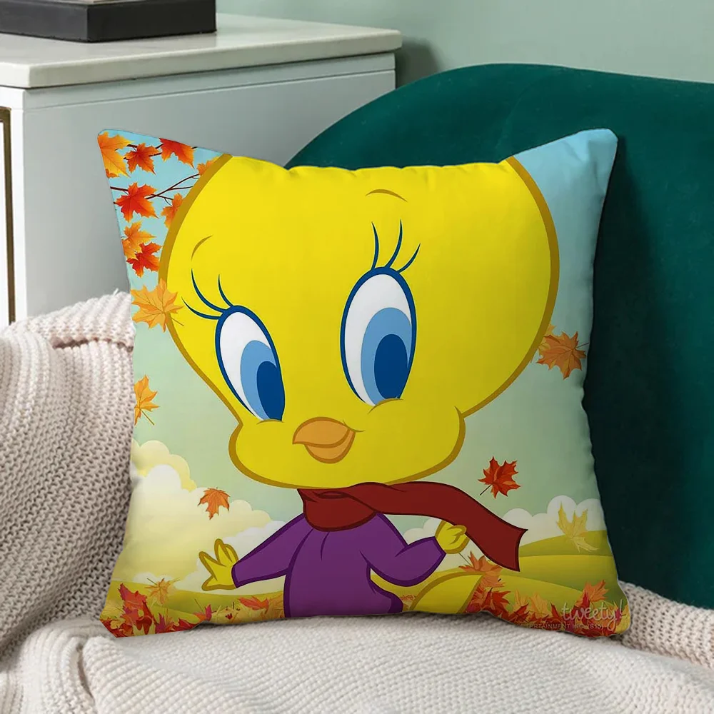 Custom Cushion Cover 45*45 Tweety Bird Case for Pillow Cover 45x45 Cushions Covers Decorative Cushions for Girl Bed Short Plush