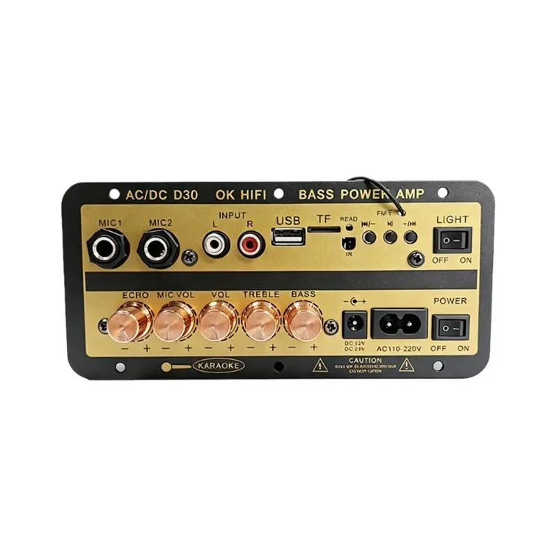 

【CYBER MONDAY】Bluetooth Audio Amplifier Board DIY For Karaoke Home Car With Display USB TF Player DC12-24V AC110-220V EU Plug