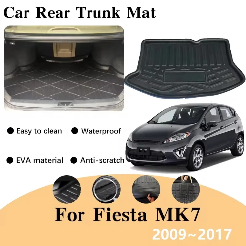 

Car Trunk Mats For Ford Fiesta MK7 7 2009~2017 Hatchback EVA Material Waterproof Boot Cargo Liner Carpet Storage Pad Accessories