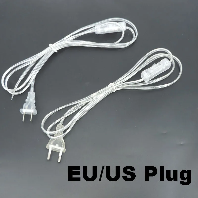 1.8m Transparent AC Power Cord America European 303 Online Switch US EU Extension Cable Wiring Desktop for LED Lighting Strip O