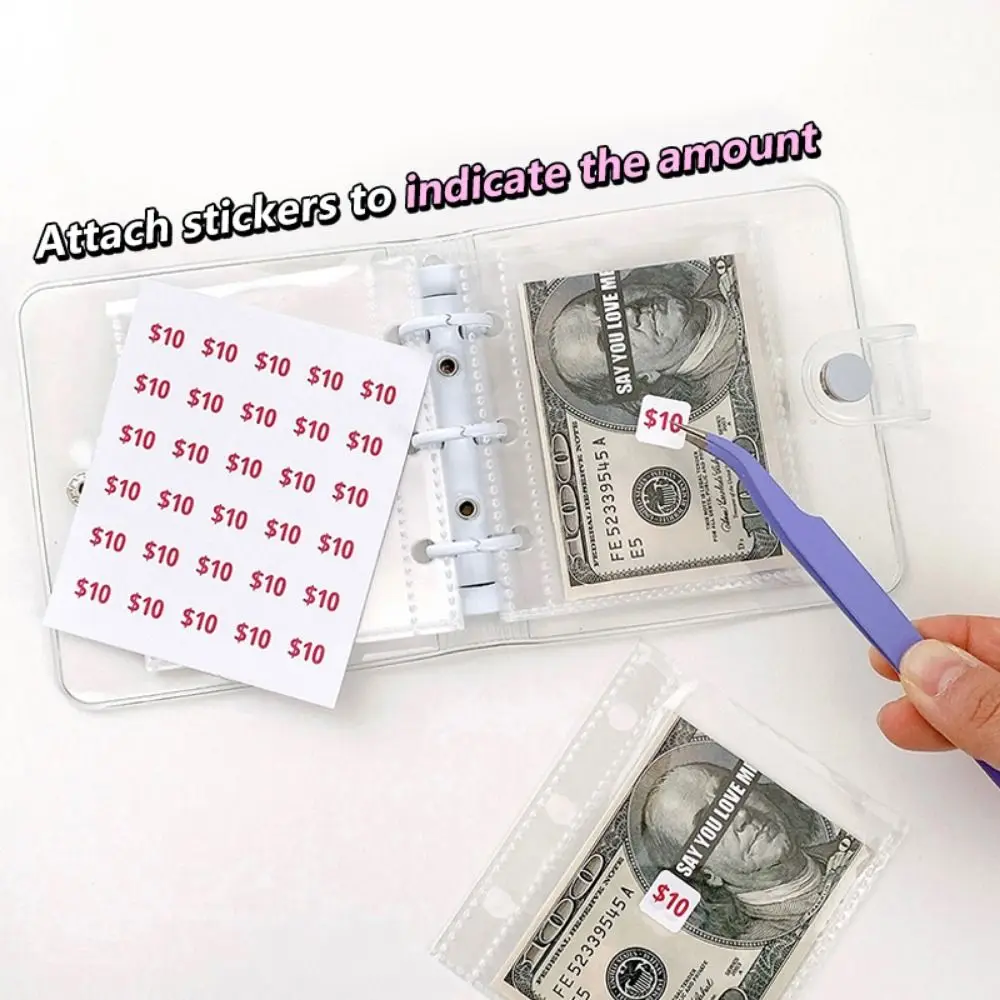 Transparent Savings Challenge Binder Waterproof Tear Resistant Envelope Challenge Binder PVC Loose Leaf Mini Budget Binder