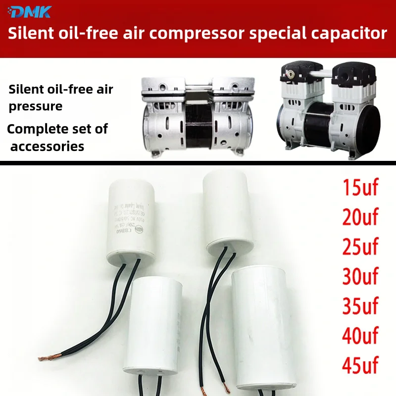 Oil Free Silent Air Compressor, Acessórios Universais Capacitor, Bomba de Ar Compressor Starter Unit, Motor de Potência, 20, 25, 30, 35, 40, 45uf