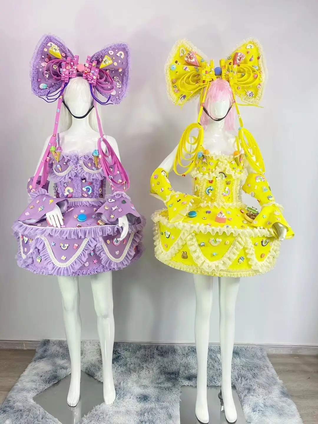 

Lovely bow headdress Sweet Cake Dress pinkycolor Paradise parade performance bar nightclub Children's Day costumes