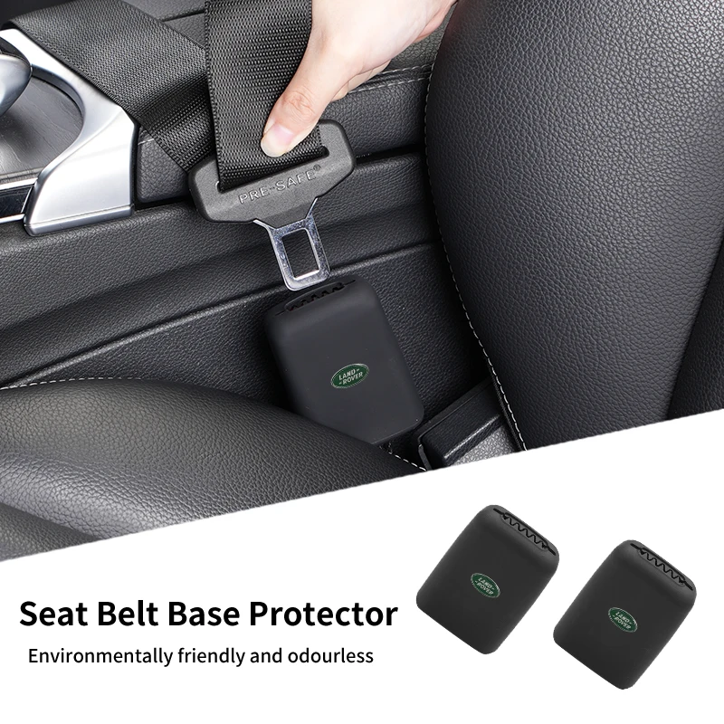 2Pcs Car Seat Belt Base Cover Silicone Anti-Scratch Mat Accessories For Land Rover Freelander 2 L2 LF Discovery 3 4 L319 L462