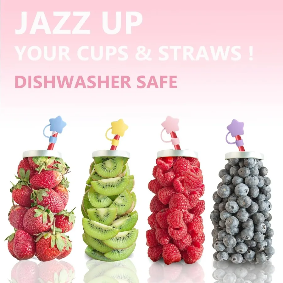 4 قطعة جميلة ستار القش كوف كاب Toppe متوافق مع ستانلي 30and40 أوقية بهلوان كوب قابلة لإعادة الاستخدام لطيف سيليكون القش نصائح الأغطية Pr