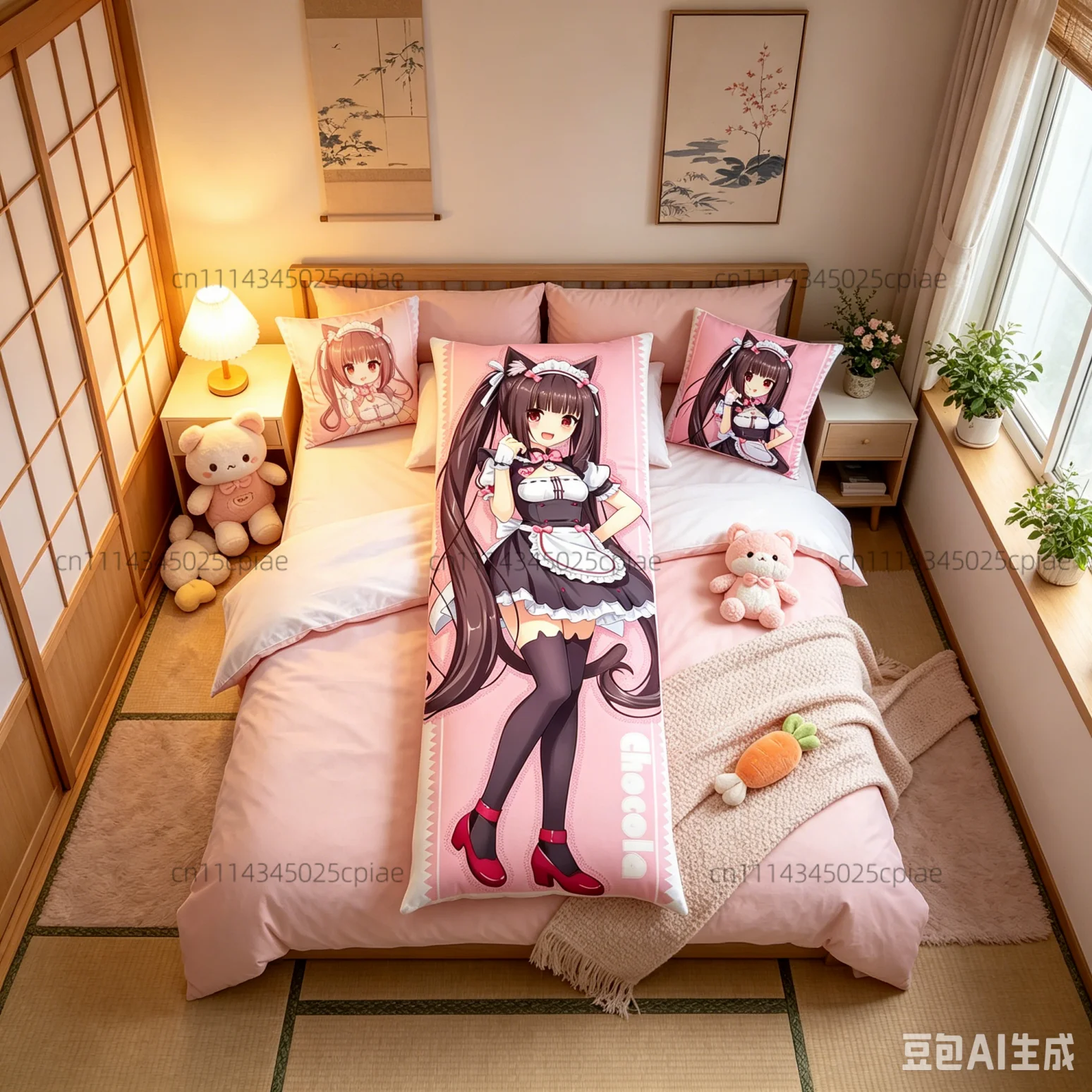 Anime Nekopara Cat Maid Girl Body Pillowcase Double-Sided Print Life-Size Pillow Cover Chocola Dakimakura Cushion Cover For Bed