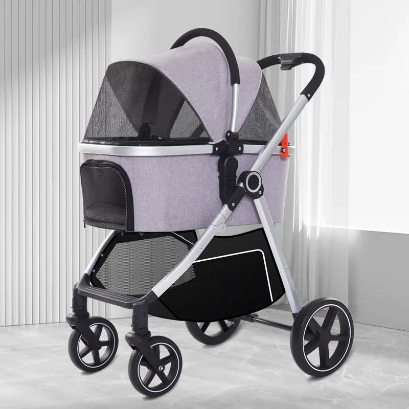 

Outdoor Mobility Travel Car Bag Cross Border Wholesale 2025 New Cat Dog Separable Folding Pet Cart Aluminum Alloy Frame Dog Cart