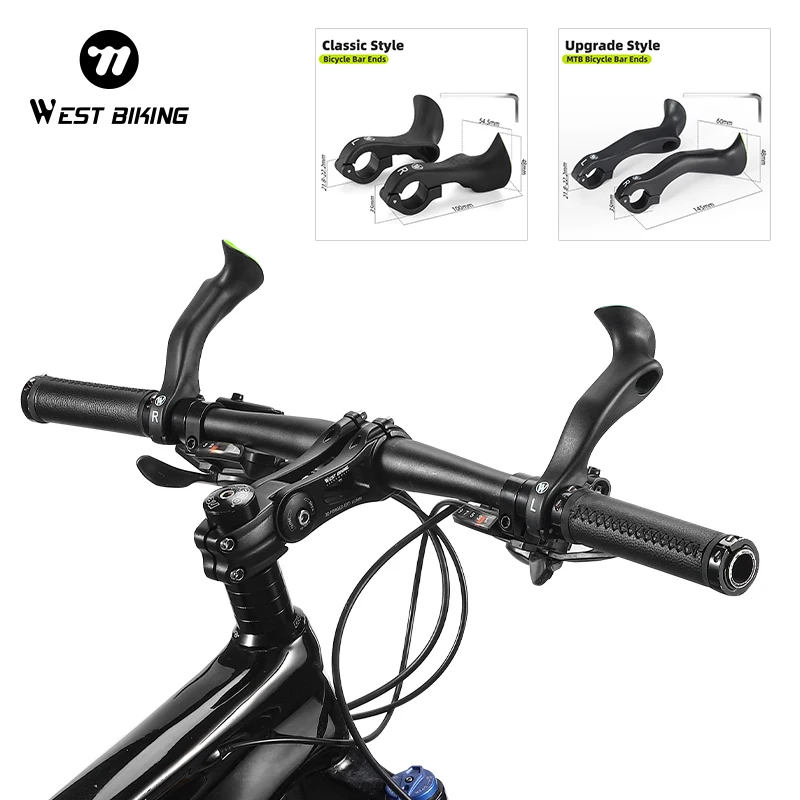 WEST BIKNG Bicycle Handlebar Extender Bars Ends Ergonomic Design MTB Handlebar Nylon Inner Handle Bar Grips Cycling Parts