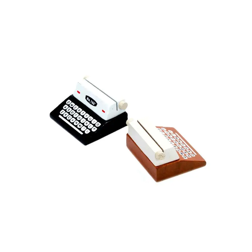 Vintage Typewriter Shape Card Holder Wooden Memo Clips Photocard Holder Kawaii Messege Note Display Stand Office Desk Organizer