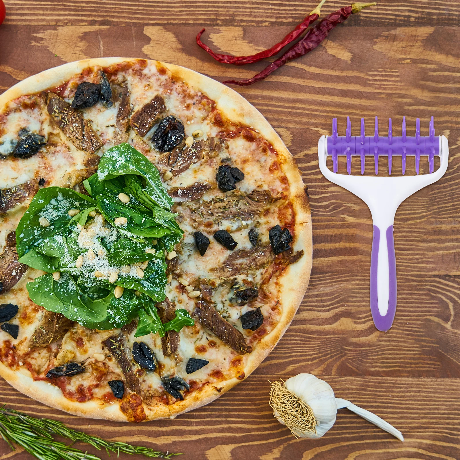 1 قطعة العجين دوكر العجين الخبز نفطة الأسطوانة المطبخ أداة البيتزا إبرة الأسطوانة البيتزا الخبز أداة مقاومة للحرارة #4