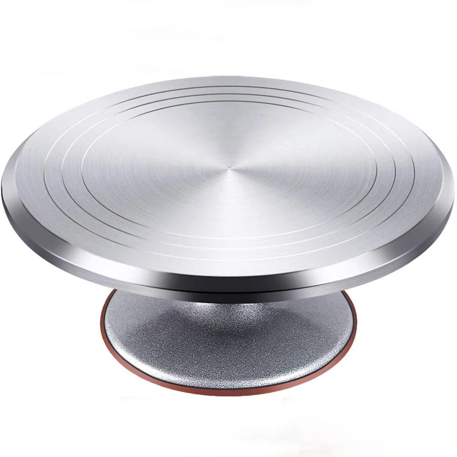 

Aluminium Alloy Revolving Cake Decorating Stand Rotating Cake Turntable for Cake, Cupcake Decorating Baking Supplies Silver