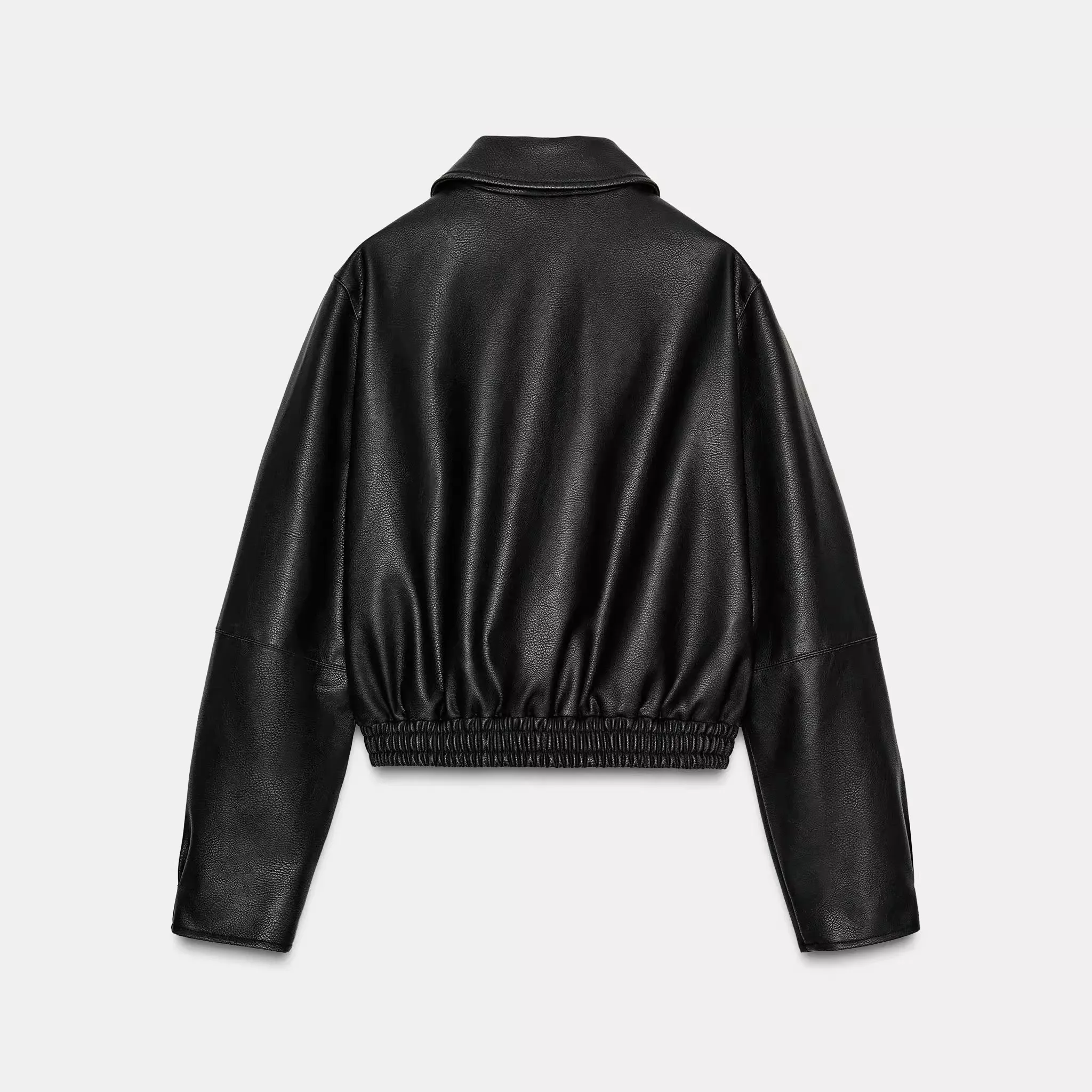 Jesień 2025 Nowa Kolekcja Damska Moda Kurtka Ozdobiona Zamkiem Błyskawicznym Imitacja Skóry Prosta Krój Długi Rękaw Bez PU...