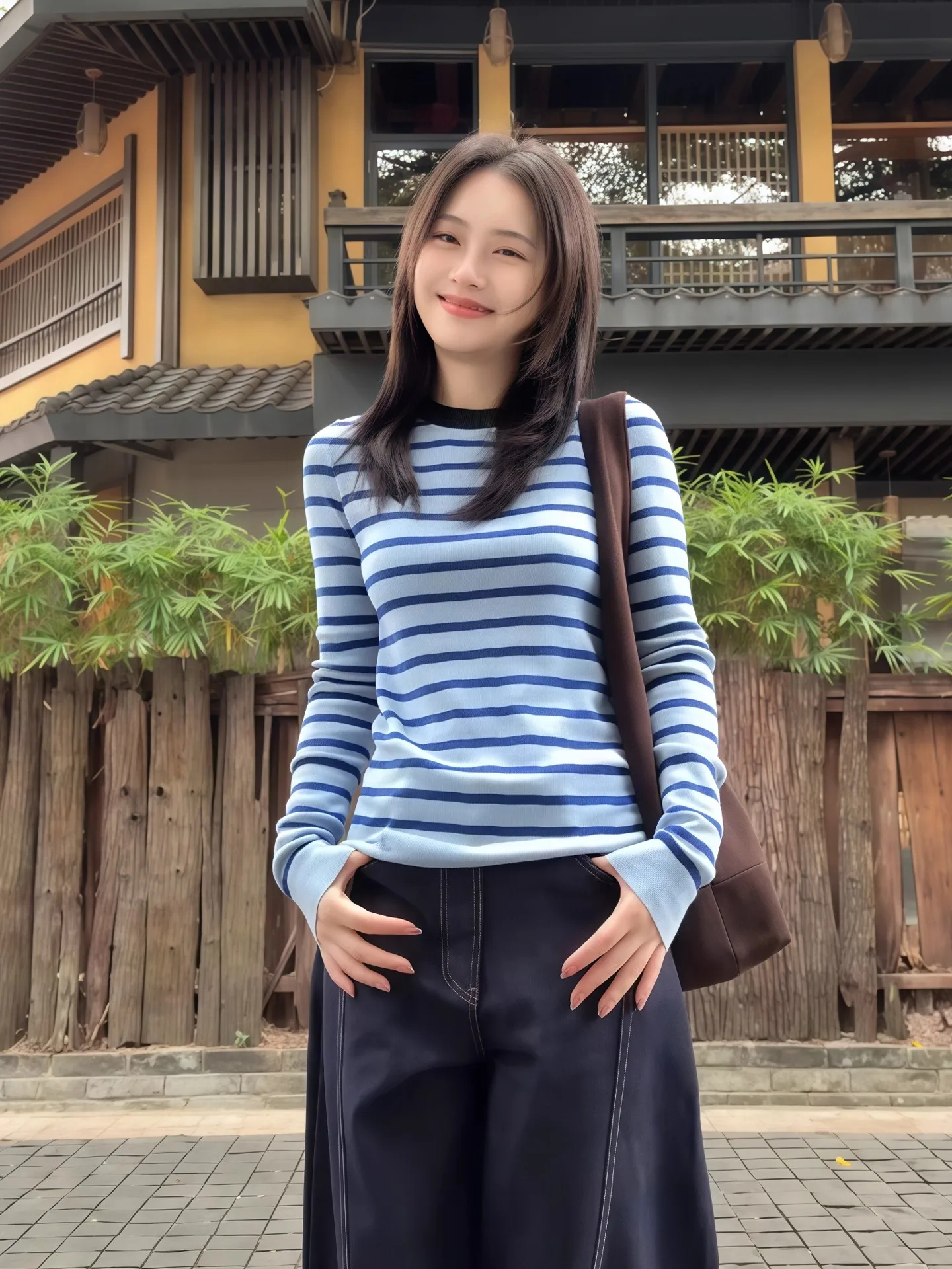 

Корейский свитер с длинными рукавами и круглым вырезом для женщин, осенне-зимний, повседневный, облегающий, вязаный топ, модный дизайн в полоску