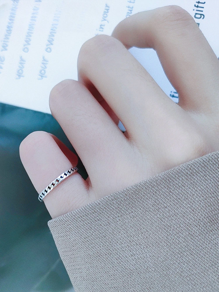 

Little Finger Ring Small Thumb S925 Sterling Silver Small Chain Fine Light Luxury Minority