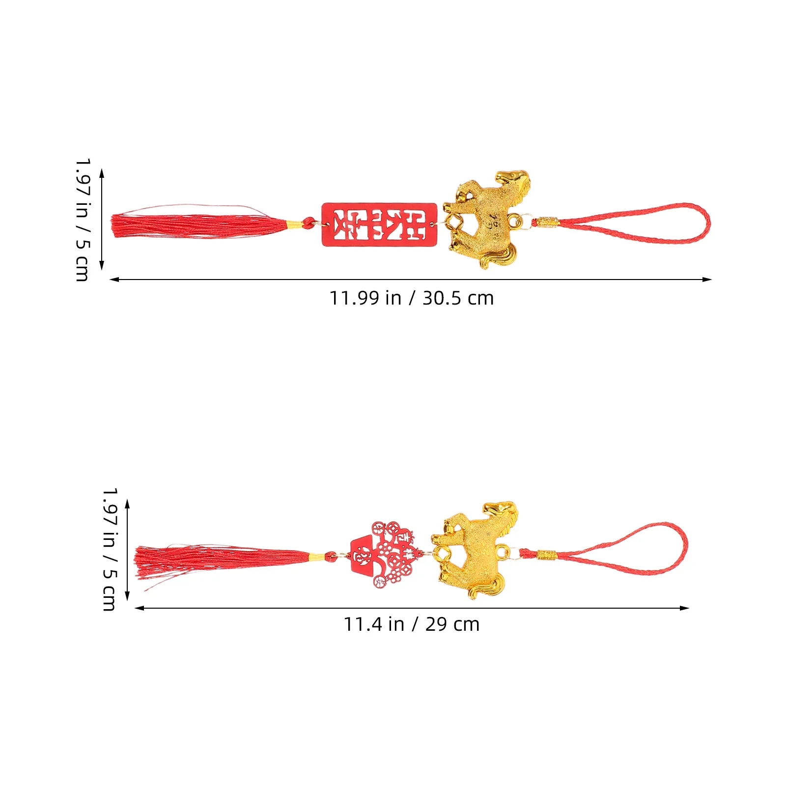 8 szt. Noworocznych dekoracji wiszących, zawieszka w kształcie konia z frędzlem, do wnętrz i na zewnątrz, chiński zestaw ozdób świątecznych.
