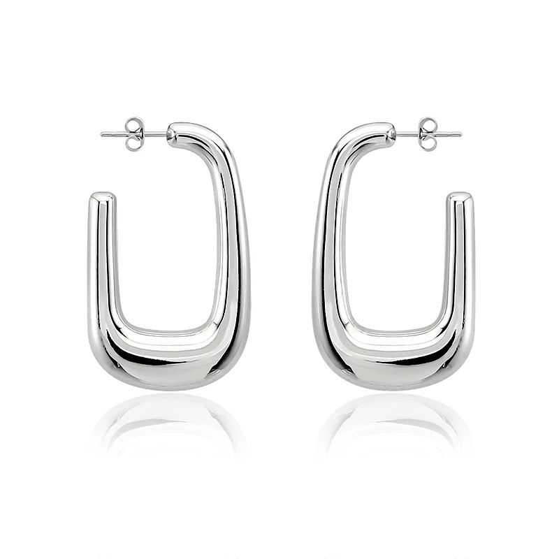 High Quality Lightweight Minimalist Gold Plated U-Shaped Chunky Hoop Earrings Fashion Simple Geometric Design for Party view 4