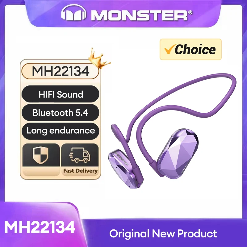 

Monster Aria FREE Sports Headphones Air Conduction Wireless Bluetooth 5.3 Earphones IPX5 ENC Noise Cancelling Ear Hooks with Mic