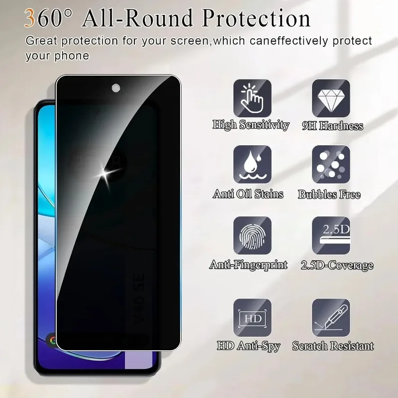 

3pcs For VIVO V50Lite E V40 SE E Pro V30 Y19s Pro Y29 5G4G Y39 Y18 Y28 Y38 Anti Spy Tempered Glass Protector Privacy Screen Film