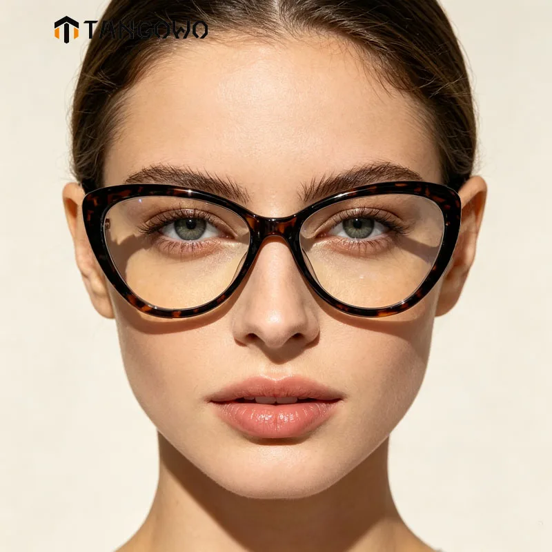 TANGOWO Retro Cat Eye TR90 Glasses Women`s Prescription Eyeglasses-2 for Blue Filter Lenses High Quality Women Reading Glasses-4