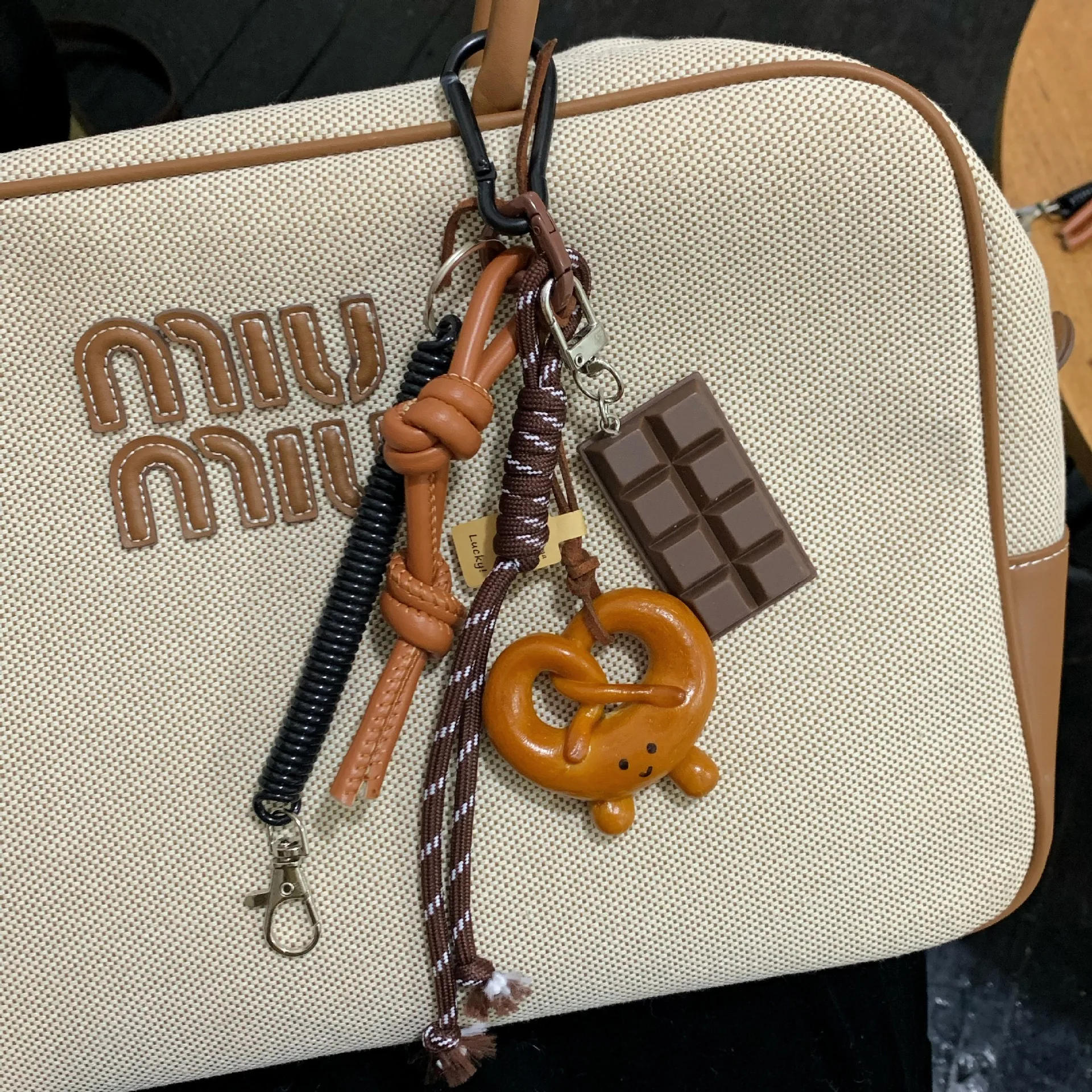 Bag Charms Keychain Brown Cute Alkaline Bread Korean Style Pendant Key Chain Chocolate Mountain Climbing Rope Decorative
