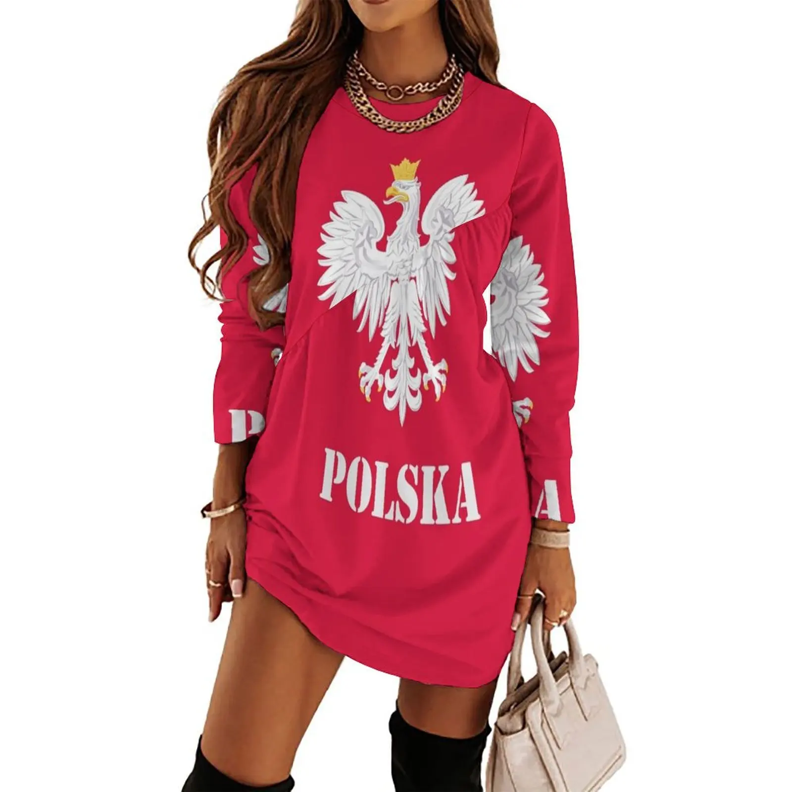 

Poland Polish Flag - Polish Eagle Long Sleeved Dress Women"s summer skirt festival outfit women