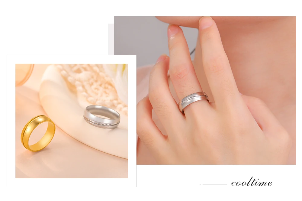 COOLTIME 6MM Breite Minimalistischen Runde Ring Edelstahl Männer Einfache Hochzeit Band Ringe Schmuck Großhandel – Detail 8