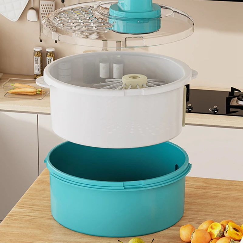 DT39 Electric Salad Spinner, Vegetable Washer & Fruit Washer Spinner, One-Touch Produce Washer Dryer for Meal Prep, Blue