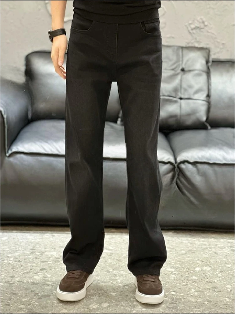 

Bla Spliced Jeans Men's Casual Straight Loose Versatile High-End Feel Long Trousers Faionable Ci Sle Autumn