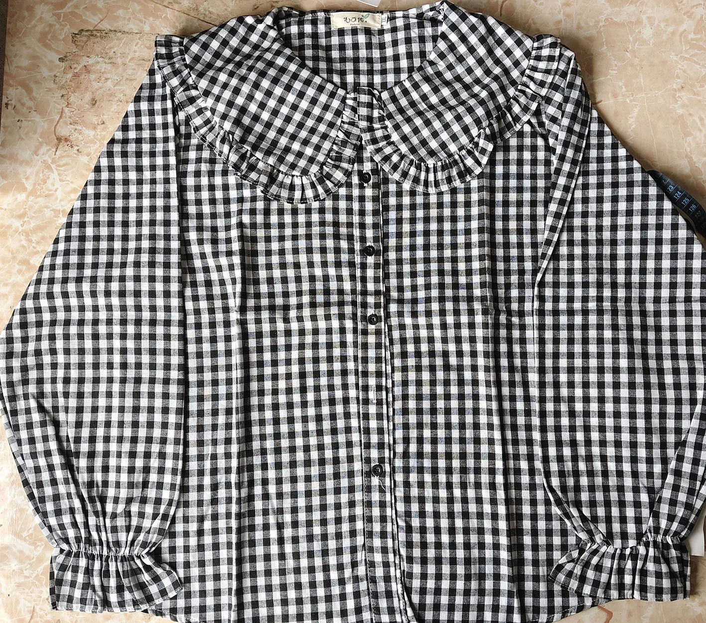 Women Blouse Spring Black  White Plaid Long Sleeve Loose-Fitting Shirt Coat Top Blusas Ropa De Mujer