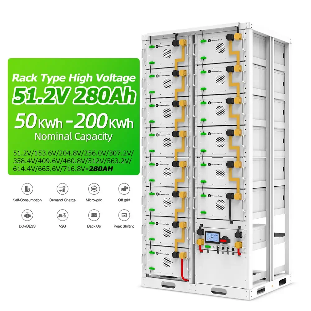 

Greensun 51.2v Lifepo4 Lithium Battery High Voltage 200kwh Rack Mounted for Solar System
