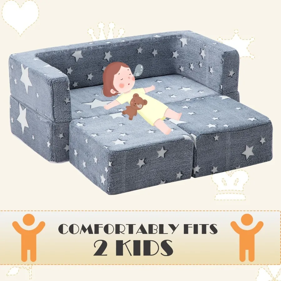 Speelbank 3in1 modulaire peuterbabysofa's Schuimfauteuil voor jongens Meisjes Converteerbare bank tot ligstoel Uitklapbare meubelbank P