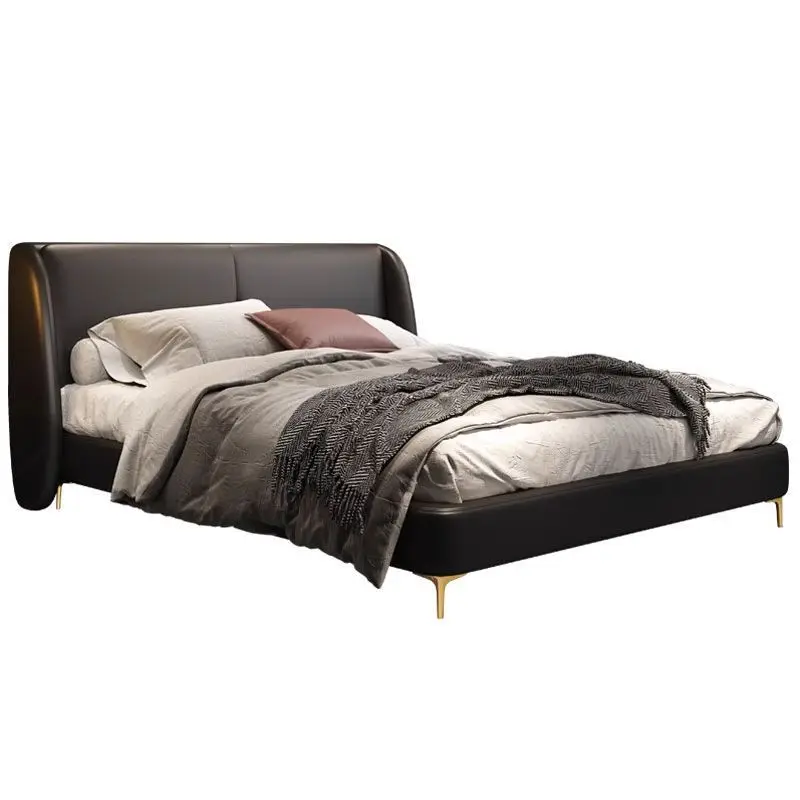

Black leather bed leather bed modern simple wedding bed master bedroom bed