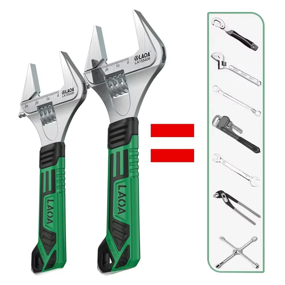 LAOA Short Handle Wrench Light Weight Adjustable Wide-angle Large Opening Spanner 6\